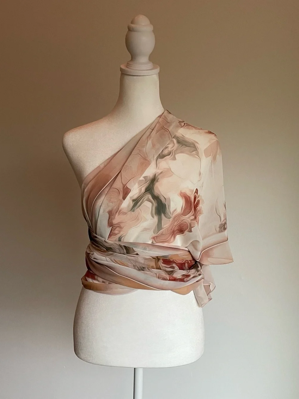 Milenda Abstract Floral Silky Oblong Scarf Wrap Retro Cottage Glamour 76